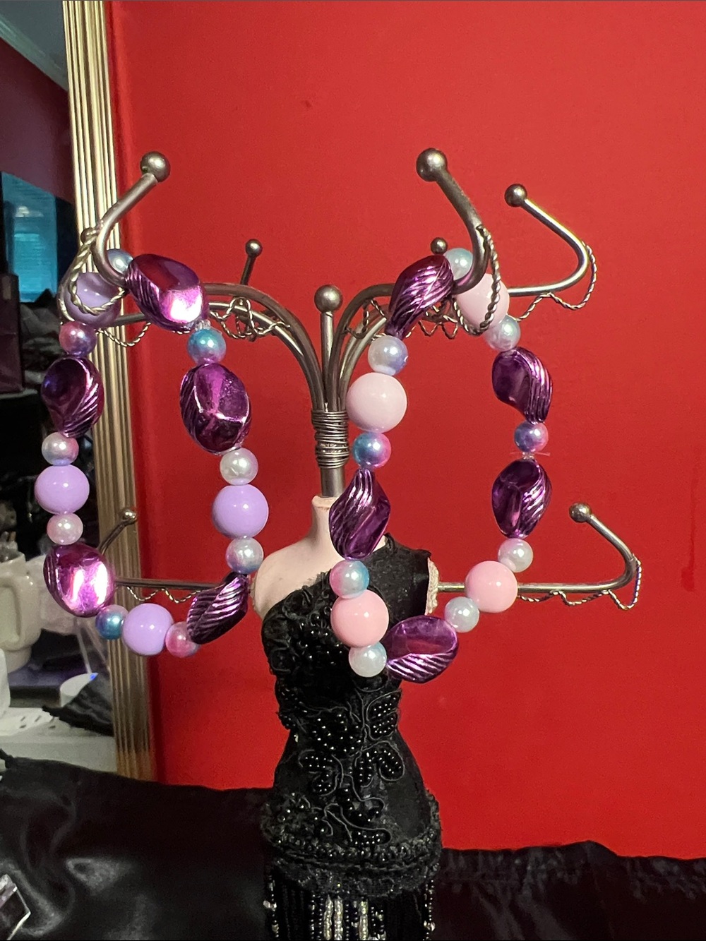 Purple & Pink Beaded bracelet home made - Picture 3 of 8